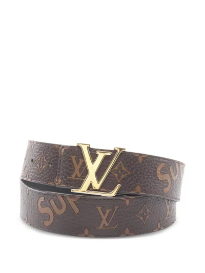 Pre-owned Louis Vuitton X Supreme 2017 Lv-initials Belt In Brown