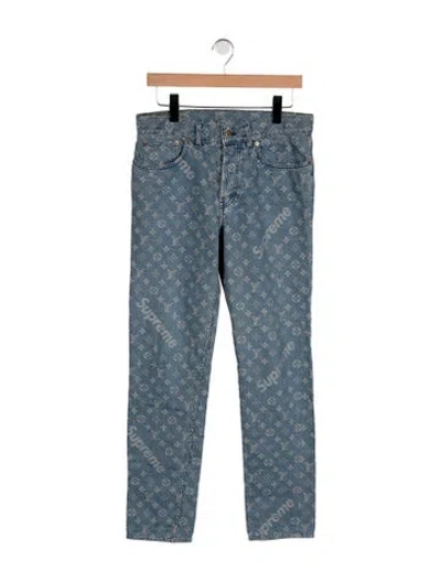 Pre-owned Louis Vuitton X Supreme 2017 Skinny Jeans In Blue
