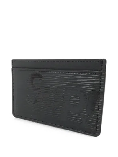 Pre-owned Louis Vuitton X Supreme Epi Leather Card Holder In Black