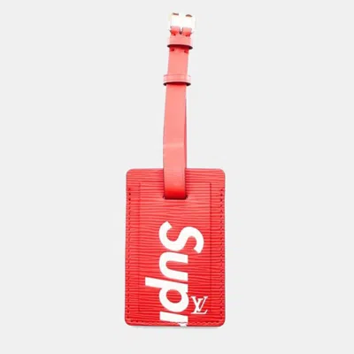 Pre-owned Louis Vuitton X Supreme Epi Luggage Tag In Red