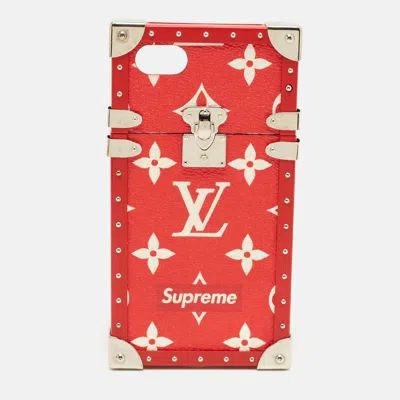 Pre-owned Louis Vuitton X Supreme Eye Trunk Iphone 7 Case Red Monogram Canvas