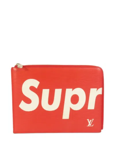 Pre-owned Louis Vuitton X Supreme Jules Gm Epi Clutch Bag In Red