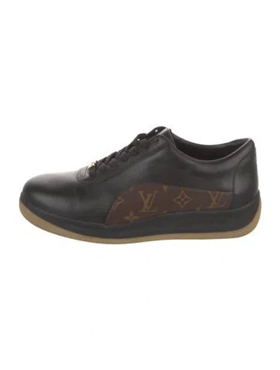 Pre-owned Louis Vuitton X Supreme Lv Monogram Leather Sneakers In Black