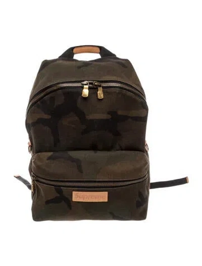 Pre-owned Louis Vuitton X Supreme Monogram Camouflage Apollo Backpack In White