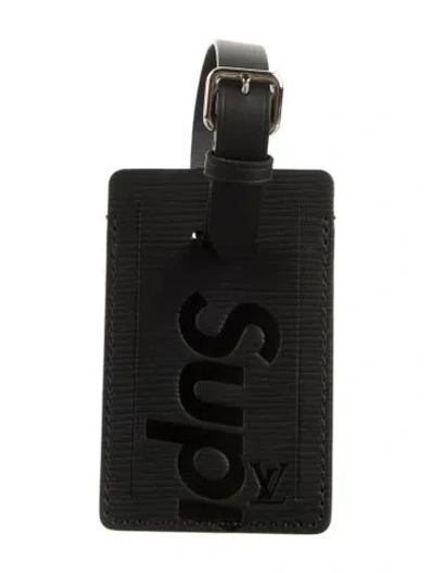 Pre-owned Louis Vuitton X Supreme X Supreme Leather Epi Luggage Tag In Black
