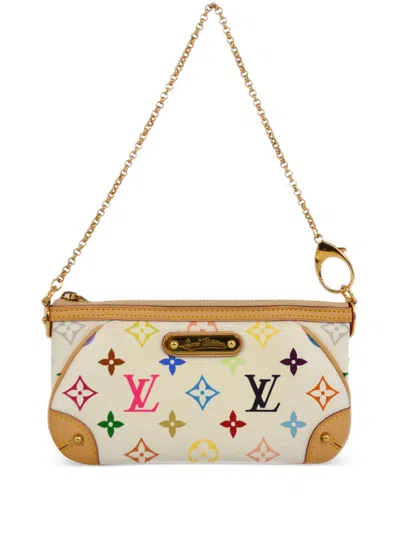 Pre-owned Louis Vuitton X Takashi Murakami 1990-2000s Pochette Milla Mm Clutch Bag In White