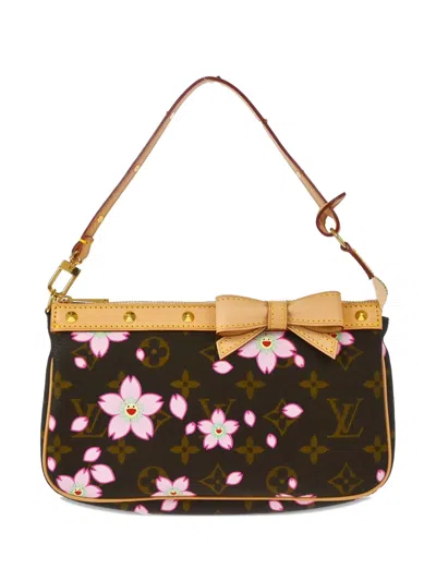 Pre-owned Louis Vuitton X Takashi Murakami 2003 Cherry Blossom Pochette Accessoires Handbag In Brown