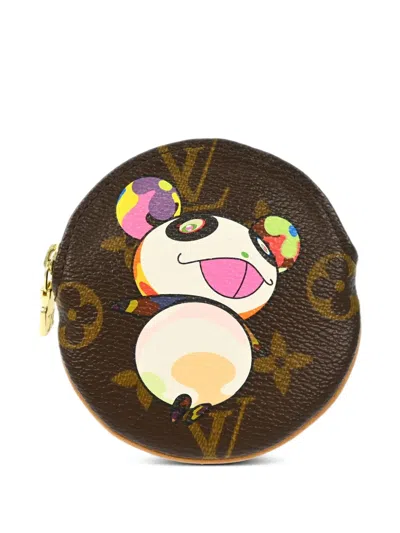 Pre-owned Louis Vuitton X Takashi Murakami 2004 Monogram Panda Coin Purse In Brown