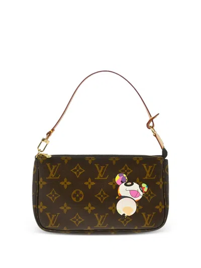 Pre-owned Louis Vuitton X Takashi Murakami 2004 Panda Pochette Accessoires Handbag In 褐色