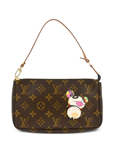 Pre-owned Louis Vuitton X Takashi Murakami 2004 Panda Pochette Shoulder Bag In Brown