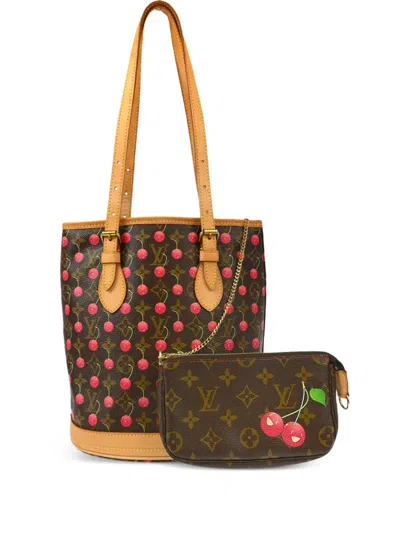 Pre-owned Louis Vuitton X Takashi Murakami 2005 Bucket Pm Shoulder Bag In Brown