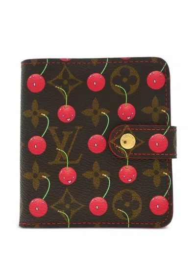 Pre-owned Louis Vuitton X Takashi Murakami. 2005 Cherry-print Wallet In Brown