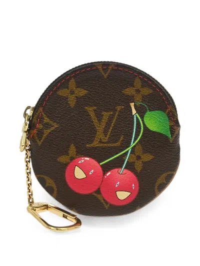 Pre-owned Louis Vuitton X Takashi Murakami 2005 Monogram Cerises Coin Case In Brown