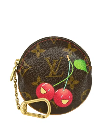 Pre-owned Louis Vuitton X Takashi Murakami 2005 Monogram Cherry Coin Case In Brown