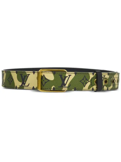 Pre-owned Louis Vuitton X Takashi Murakami 2008  Monogramouflage Canvas Belt In Green