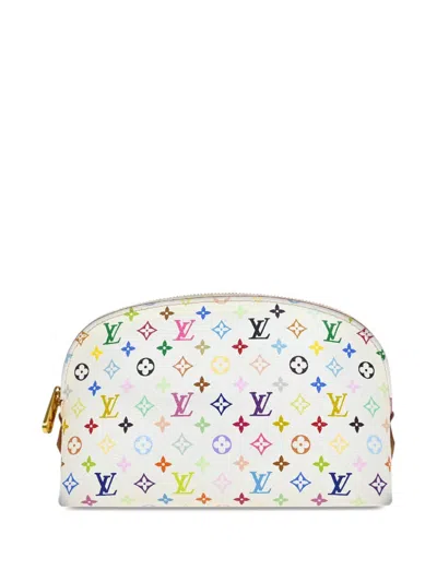 Pre-owned Louis Vuitton X Takashi Murakami 2012 Pochette Make Up Bag In White