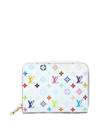 Pre-owned Louis Vuitton X Takashi Murakami 2013 Monogram Multicolor Zip Wallet In White