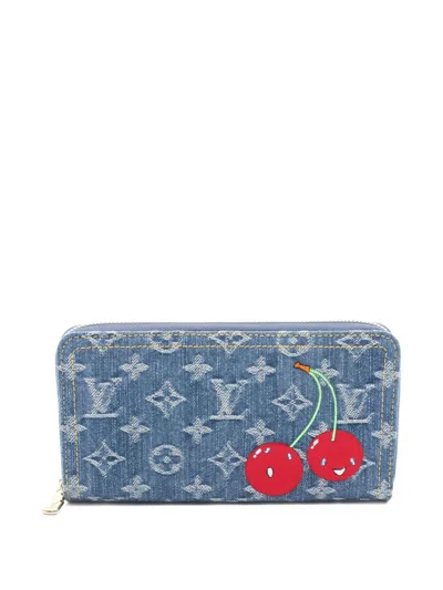 Pre-owned Louis Vuitton X Takashi Murakami 2021 Zippy Monogram Cherry Wallet In Blue