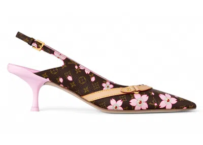 Pre-owned Louis Vuitton X Takashi Murakami 6am Slingback Pump Cherry Blossom (women's) Sneakers In Sakura Brown