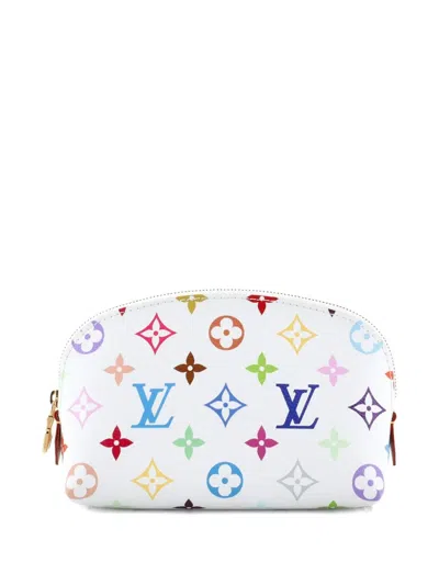 Pre-owned Louis Vuitton X Takashi Murakami Cosmetic Monogram Multicolor Pm Pouch In White