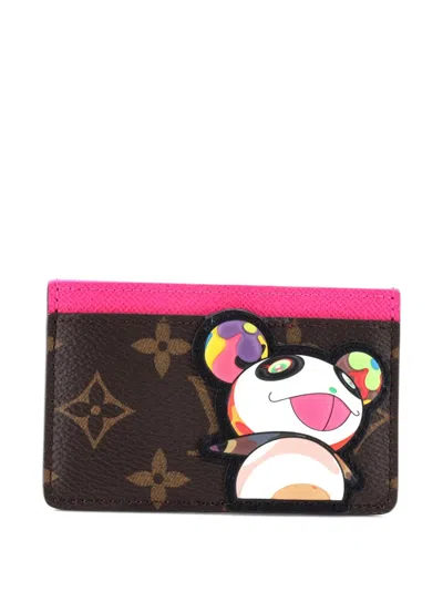 Pre-owned Louis Vuitton X Takashi Murakami Limited Edition Monogram Panda Card Holder In Brown