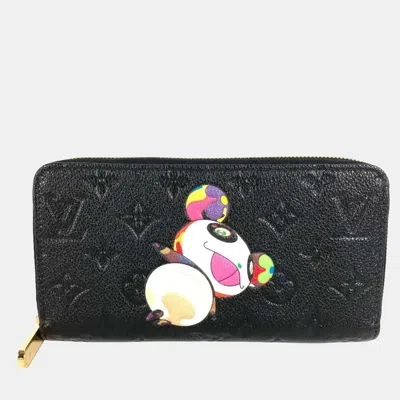 Pre-owned Louis Vuitton X Takashi Murakami M14160 Monogram Empreinte Zippy Wallet Black Leather Long Wallet