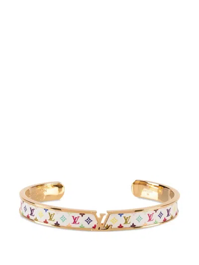 Pre-owned Louis Vuitton X Takashi Murakami Medium Monogram Cuff Bracelet In Gold