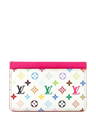 Pre-owned Louis Vuitton X Takashi Murakami Monogram Multicolor With Leather Card Holder In White