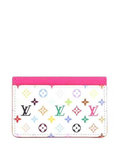 Pre-owned Louis Vuitton X Takashi Murakami Monogram Multicolor With Leather Card Holder In White