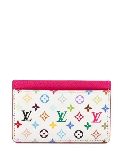 Pre-owned Louis Vuitton X Takashi Murakami Monogram Multicolor With Leather Card Holder In White