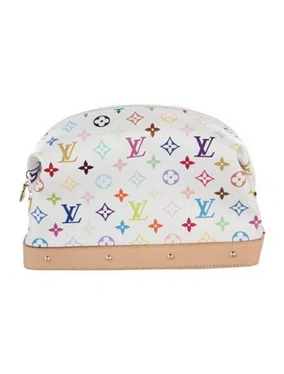 Pre-owned Louis Vuitton X Takashi Murakami Multi Monogram Cosmetic Pouch Gm In White
