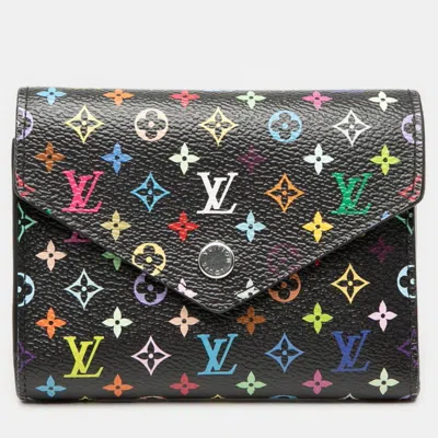 Pre-owned Louis Vuitton X Takashi Murakami Portefeuille Victorine Black Monogram Multicolore Coated Canvas Trifold Wallet