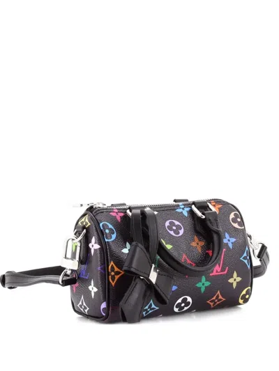 Pre-owned Louis Vuitton X Takashi Murakami Speedy Bandouliere Nm Bag Monogram Multicolor Nano Satchel In Black