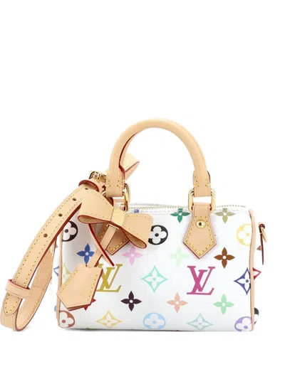 Pre-owned Louis Vuitton X Takashi Murakami Speedy Bandouliere Nm Bag Monogram Multicolor Nano Satchel In White