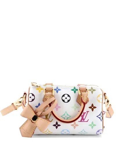 Pre-owned Louis Vuitton X Takashi Murakami Speedy Bandouliere Nm Bag Monogram Multicolor Nano Satchel In White