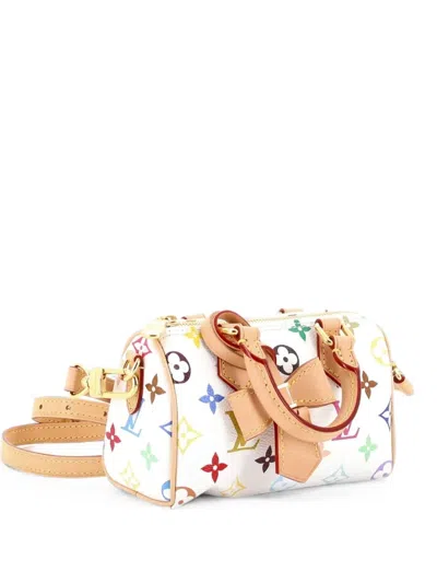 Pre-owned Louis Vuitton X Takashi Murakami Speedy Bandouliere Nm Bag Monogram Multicolor Nano Satchel In White