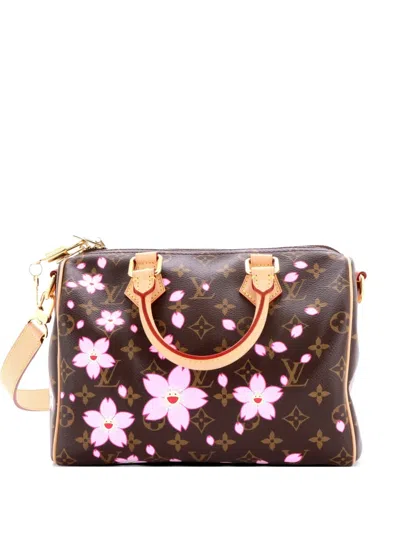 Pre-owned Louis Vuitton X Takashi Murakami Speedy Handbag Limited Edition Cherry Blossom Monogram 25 Satchel In Brown