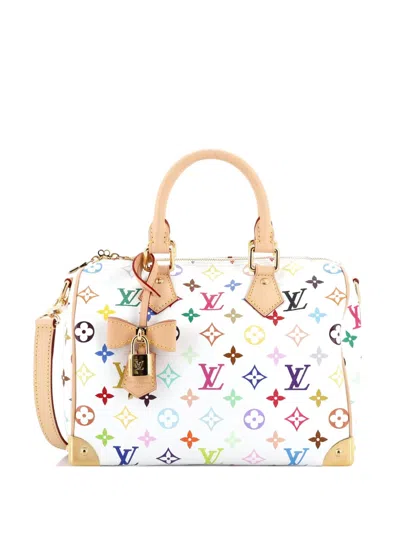 Pre-owned Louis Vuitton X Takashi Murakami Speedy Soft Bandouliere Bag Monogram Multicolor 25 Satchel In White