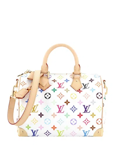 Pre-owned Louis Vuitton X Takashi Murakami Speedy Soft Bandouliere Bag Monogram Multicolor 25 Satchel In White