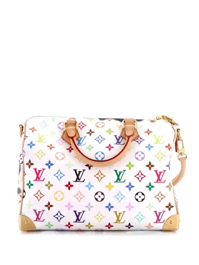 Pre-owned Louis Vuitton X Takashi Murakami Speedy Soft Bandouliere Bag Monogram Multicolor 30 Satchel In White