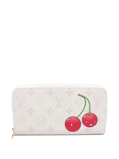 Pre-owned Louis Vuitton X Tm 2021 Monogram Cherry Zippy Wallet In White