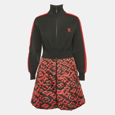 Pre-owned Louis Vuitton X Urs Fischer Black/red Printed Nylon And Jersey Short Dress L