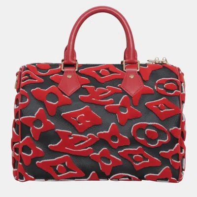 Pre-owned Louis Vuitton X Urs Fischer Tufted Monogram Speedy Bandouliere 25 Bag In Red