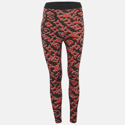 Pre-owned Louis Vuitton X Urs Fisher Red/black Printed Jersey Leggings S