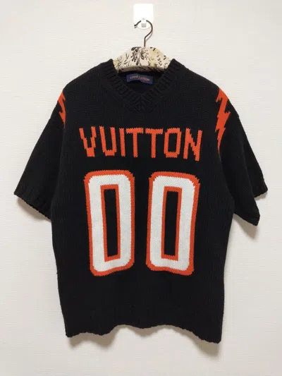 Pre-owned Louis Vuitton X Virgil Abloh Intarsia Football Chunky Tee In Black