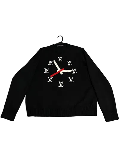 Pre-owned Louis Vuitton X Virgil Abloh L Virgil X Louis Vuitton 2021 Lv Clock Intarsia Sweater Crew In Black