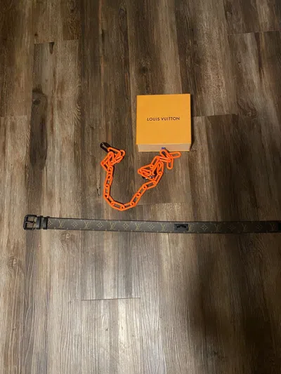 Pre-owned Louis Vuitton X Virgil Abloh Signature Monogram Chain Belt In Brown