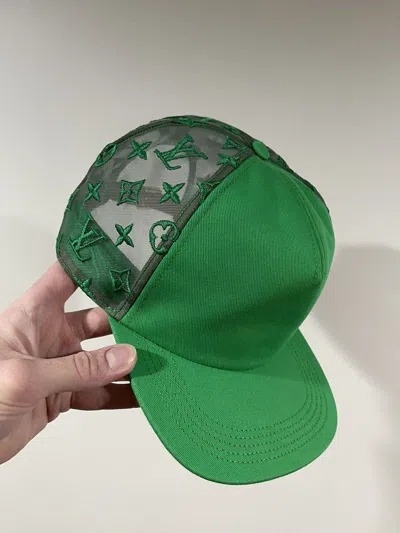 Pre-owned Louis Vuitton X Virgil Fw21 Green Monogram Mesh Trucker Hat