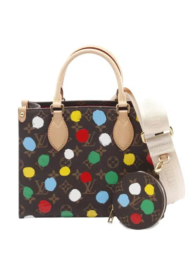 Pre-owned Louis Vuitton X Yayoi Kusama 2010s On-the-go Pm Polka Dot Tote Bag In Brown