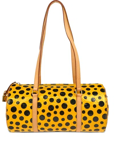 Pre-owned Louis Vuitton X Yayoi Kusama 2012 Monogram Vernis Dots Infinity Papillon Handbag In Yellow
